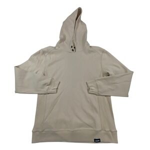 Legends Mens Tan Snap Neck Hoodie Ribbed Side Panels Sand Sweatshirt Medium